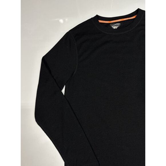 Omni Wool Shirt Men's Large Black Base Layer Wool Blend Crew Neck Long Sleeve - Picture 6 of 13